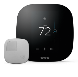 The Ecobee3 Smart Thermostat and remote sensor.